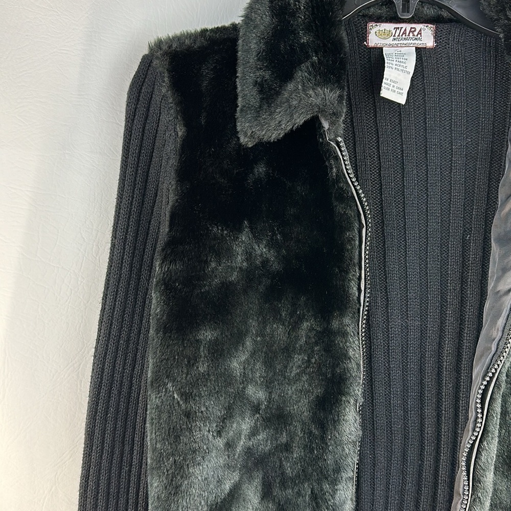 Tiara International Fur Knit Full Zip Cropped Jacket, M - Picture 8 of 9